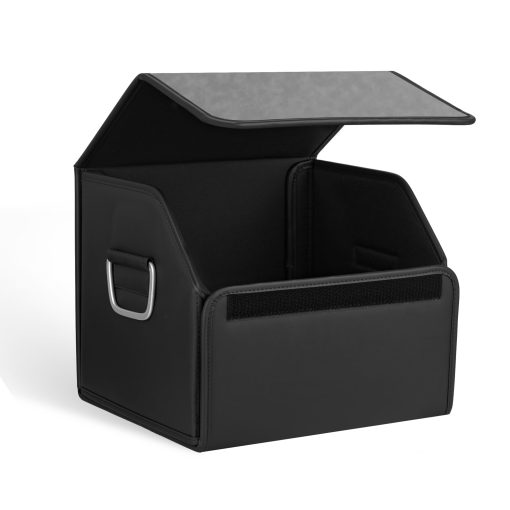 Organizador de maletero de cuero de gamuza JEYODA, Gran capacidad Organizadores de coche suave y plegable con tapa para coche SUV/Jeep/Sedan/Hogar/Camping (Gris, Pequeno)