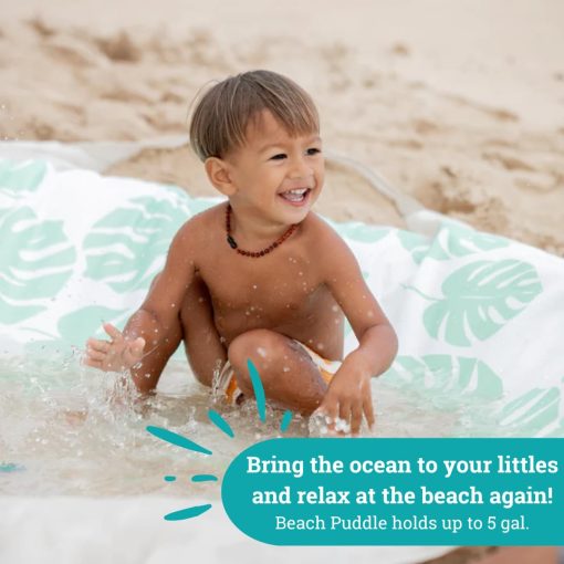 Piscina de Playa para Bebes | Piscina y Manta de Playa 2 en 1 | Piscina Flexible para Ninos Pequenos y Bebes | Juguetes de Playa para Ninos y Ninas | 6x6 Pies con Bolsa de Transporte Impermeable | Charco de Playa (Hojas de Monstera Sage) - Imagen 3