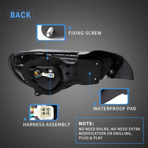 Juego de luces traseras LED VLAND compatibles con Scion Fr-s 2013-2016 Toyota86/Subaru Brz 2013-2020 con secuencia ambar, estilo OE ensamblaje de lampara trasera que incluye lados del pasajero y del conductor, humo/tintado - Imagen 7