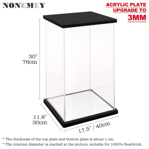 NONEMEY Estuche de Acrilico Transparente con Luz de Control Remoto para 1000% Bearbrick, Caja Organizadora a Prueba de Polvo, Vitrina Modelo, Estuche de Exhibicion para Coleccionables Bearbrick (15.7x12x30inch, 40x30x76cm) - Imagen 6