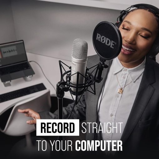 Microfono de condensador de estudio de gran diafragma RØDE NT1 de 5a generacion con salidas XLR y USB, soporte de choque y filtro pop para produccion musical, grabacion vocal y podcasting (Negro) - Imagen 5