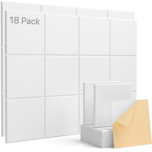 Paneles Acusticos Absorbentes de Sonido Autoadhesivos, Paneles de Pared Acusticos Paquete de 18 Paneles de Decoracion de Pared Paneles Insonorizantes de Alta Densidad Azulejos para Paredes 12" x 12" x 0.4"