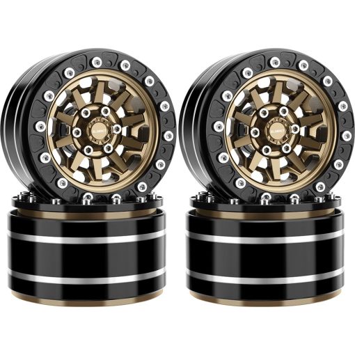 Llantas Beadlock de 1.9 pulgadas de aluminio de EPINON con Buje de Rueda de 10 radios para RC Crawler TRX4 TRX6 Axial SCX10 I II III 90046 AXI03007 Redcat GEN7 GEN8 RC4WD D90 (Cafe)