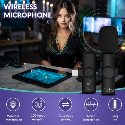 Microfono de Solapa USB-C NiYo: Calidad de Audio Elite para Creadores de Contenido, Podcasters y Entusiastas de la Tecnologia, Grabacion de Video, Reels, Shorts, YouTube, Vlog, TikTok y Mas (Rojo (2 Microfonos 1 Receptor)) - Imagen 2