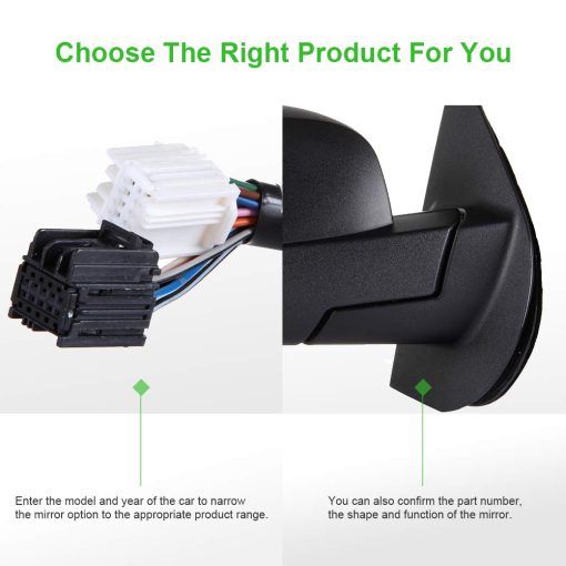 Espejo retrovisor del lado del pasajero SCITOO compatible con 2007-2013 para Chevy Silverado 1500 para GMC Sierra 1500 2500 HD para GMC Yukon/Yukon XL 1500 Ajuste de potencia Plegable Calefactado - Imagen 5