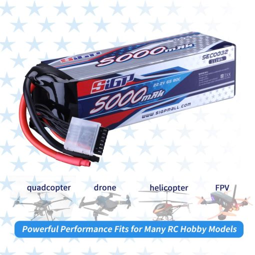 Bateria Lipo SIGP 5000mAh 22.2V 80C para RC Helicoptero Avion FPV Drone Quadcopter Competicion Hobby - Imagen 5