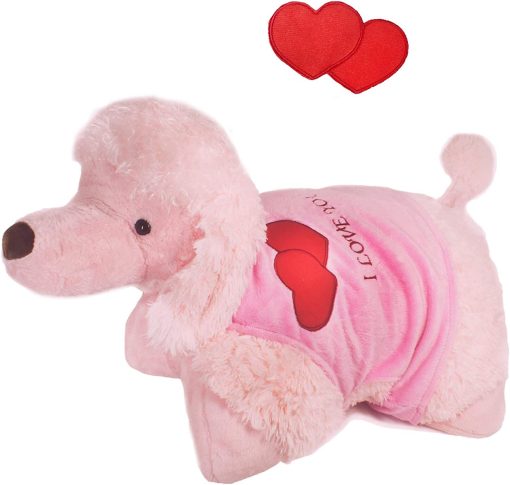 Peluche rosa I Love You Pink Love Puppy de Zoopurr Pets | Animal de peluche grande y suave de 19 pulgadas con formas de corazon grabadas y mensaje "I Love You" para ninos, amigos y seres queridos - Imagen 3