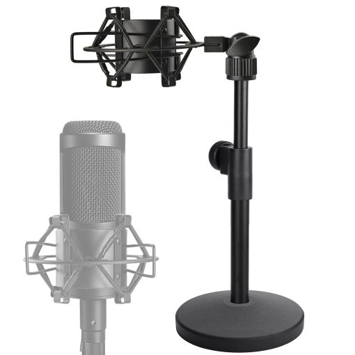 Soporte de microfono de escritorio AT2020, Soporte de microfono de mesa ajustable con montura de choque para microfono de estudio de condensador Audio Technica AT2020 AT2020USB+ AT2035 ATR2500 por Frgyee