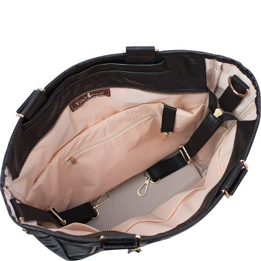 Bolso de Panales Vilah Bloom Cafe Crossover, Color Cafe Oscuro/Negro, Talla unica - Imagen 2