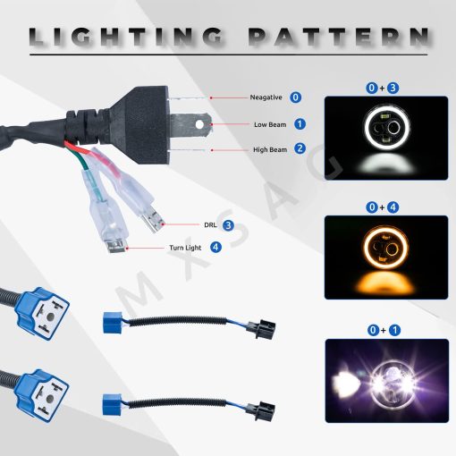 Conjunto de 2 faros redondos de 7 pulgadas blanco DRL ambar Halo Ojo de angel Senal de Giro Alto/Bajo Compatible con Jeep Wrangler Dodge Chevy Chevrolet GMC y otros modelos - Imagen 6
