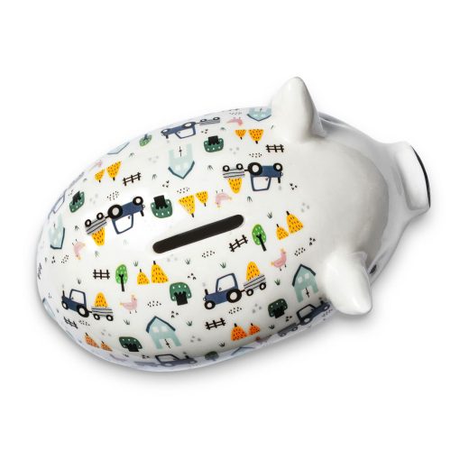 Alcancia de ceramica de cerdito Tilly para ninos y ninas con diseno divertido de granja y animales - Imagen 4