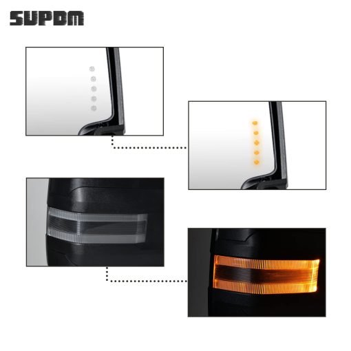 Espejos de remolque compatibles con Chevy Silverado Suburban Tahoe GMC Sierra Yukon 2003 04 05 2006 Espejo lateral con calefaccion y señales de giro, luz de liquidacion, luz de marcha (Juego de 2) - Imagen 5