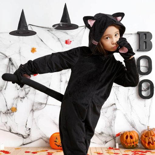 Disfraz de gato ZOMPAKER para ninas, Disfraz de Gato Negro para Ninos, Ideal para Halloween, Fiesta de Disfraces de Animales - Imagen 3