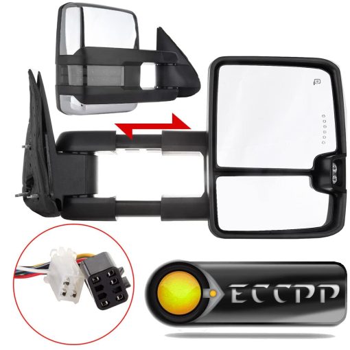 ECCPP Espejos Laterales de Repuesto para Chevy Silverado Suburban 1500 2500 3500 Tahoe GMC Sierra Yukon Power Heated Cromados Espejos de Remolque para 1999 2000 2001 2002 - Imagen 8