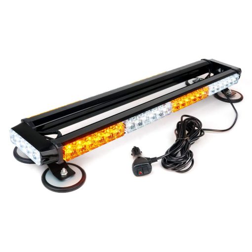 Barra de luz estroboscopica LED Xprite blanco ambar para techo de vehiculos de construccion de emergencia de alta visibilidad de doble cara de 26" con base magnetica para camiones de recogida de luces de advertencia de peligro