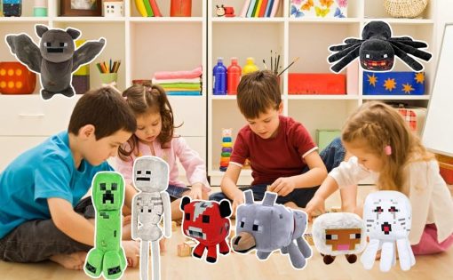OVITTAC 8Pack Peluche de Juego, Peluche Creeper, Ghast Baby Wolf Arana, murcielago, tirador de esqueletos, Mooshroom, oveja, Juguetes de Peluche- Gran Regalo para Ninos y Fans - Imagen 4