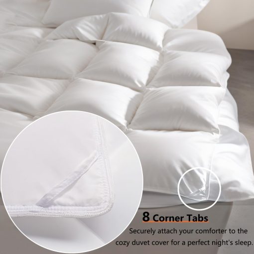 Colcha de plumas de ganso hungaro para gemelos, todas las estaciones, relleno de edredon de plumas de ganso de 900 fill power, 100% algodon egipcio saten, ultra suave y mullida, 35 oz de calidez media (68X90, blanco) - Imagen 4