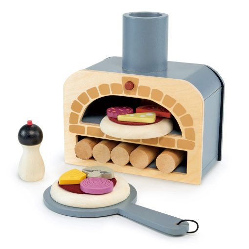 Tender Leaf Toys - ?Hazme una Pizza! - Horno de Juguete para Pizza, Set de Comida de Madera de 18 Piezas - Desarrolla Habilidades Sociales, Creativas e Imaginativas, Genero-Neutral para Ninos y Ninas - Edad 3+