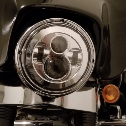Faros LED Eagle Lights 8700C de 7" para Harley Davidson e Indian Motorcycles - Generacion I/Kit Cromado/Sin Accesorios de Instalacion - Imagen 4