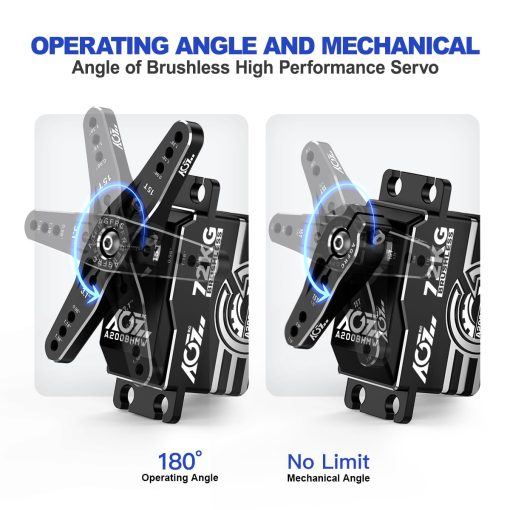AGFRC 72KG Waterproof 1/6 RC-Servo-Motor de Alta Torque - 0.092Sec Alto Velocidad Brushless HV Engranaje Metalico Completo Direccion Digital Servo para Coche RC Escala 1/6 (A200BHMW) - Imagen 9