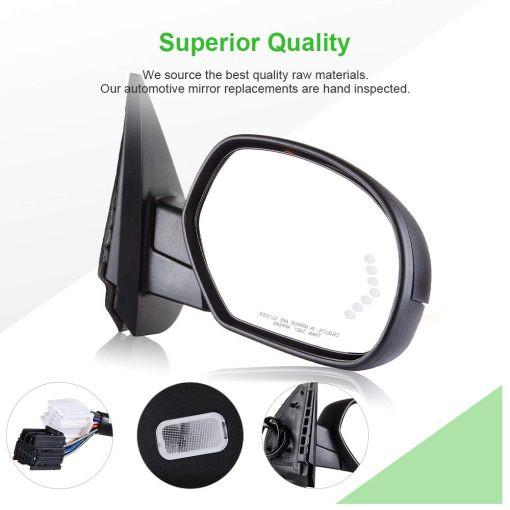 Espejo retrovisor del lado del pasajero SCITOO compatible con 2007-2013 para Chevy Silverado 1500 para GMC Sierra 1500 2500 HD para GMC Yukon/Yukon XL 1500 Ajuste de potencia Plegable Calefactado - Imagen 2