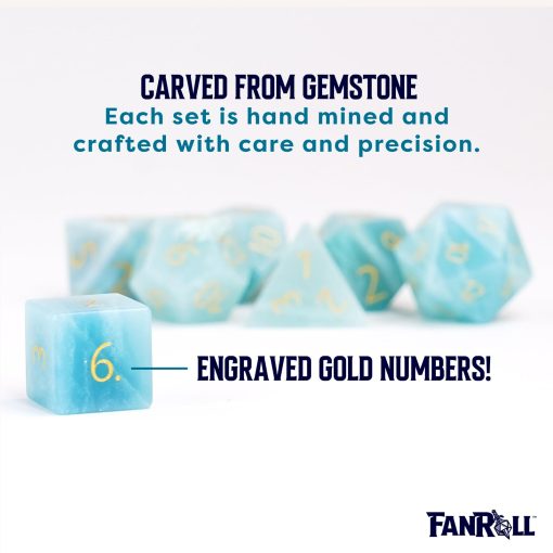 Set de Dados DND FanRoll de Metallic Dice Games 16mm: Amazonita Grabada, Juego de Rol para Dungeons and Dragons - Imagen 3