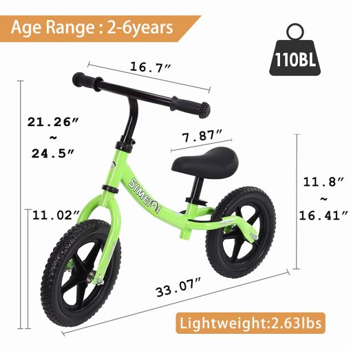 Bicicleta de Equilibrio SIMEIQI de 12" para Ninos y Ninas de 2 a 5 Anos Sin Pedales Bicicleta de Entrenamiento de Equilibrio para Ninos Pequenos - Imagen 2
