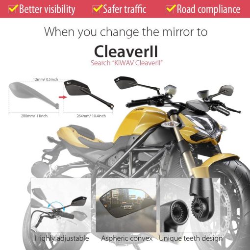 Espejo de Repuesto OEM KiWAV FD-264-2 compatible para Ducati Monster 696 08'~ Negro 1 Pieza Lado Izquierdo - Imagen 5