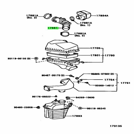 Manguera de admision de aire 17881-74670 para Toyota Caldina T21 1997-2002 - Imagen 8