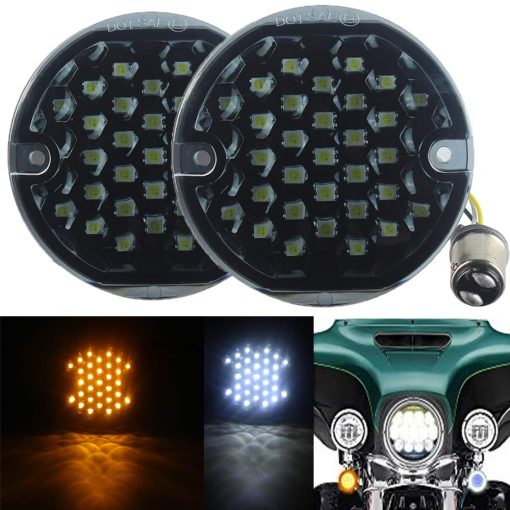 Kit de luces intermitentes LED de 3 1/4" estilo lente plana Front 1157 LED Turn Signal Kit para Harley Davidson (No necesita lente adicional)