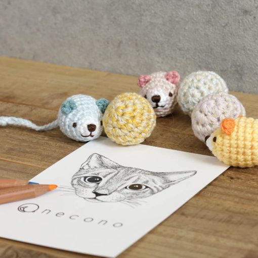 Juguetes de Peluche para Gatos necono - Raton tejido amiami-nezumi & Pelota - Ultraligeros Hechos a Mano - Imagen 5