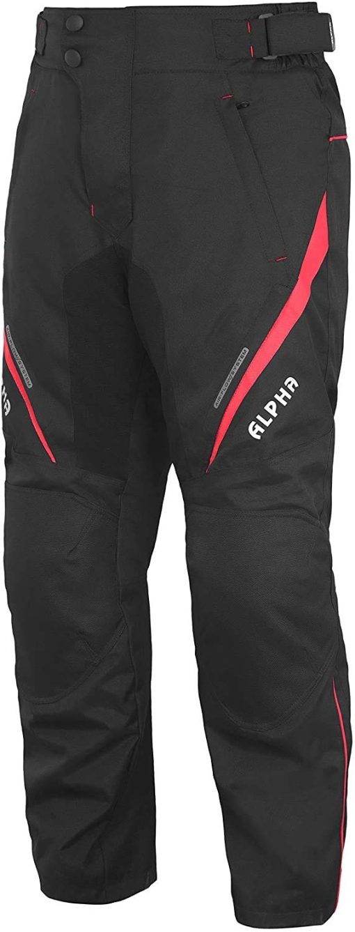 Pantalones de Motocicleta Todo Terreno para Hombres Motocross Offroad Touring Adventure Dual Enduro Impermeables con Armadura CE (ROJO, Cintura 32"-34" Entrepierna 34") - Imagen 5