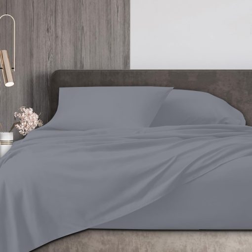 Juego de sabanas DrSleeep 100% viscosa derivada de bambu, lujoso juego de 4 piezas suave y refrescante, certificado Oeko-TEX Standard 100 (Gris Claro, Full)