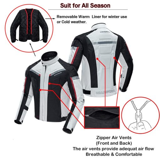 Chamarra de Moto Motocicleta Impermeable a Prueba de Viento Ropa Protectora de Cuerpo Completo Armada Verano Invierno para Hombres - Imagen 6