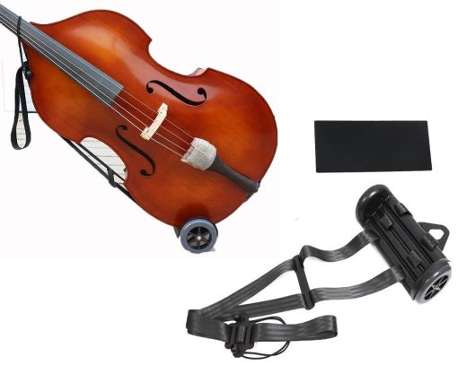 Carrito portatil para contrabajo vertical Vetimobato con ruedas para transportar cuerdas de bajo de tamano 1/10 a 4/4, funciona en interiores y exteriores (carrito con almohadilla suave de 3M)