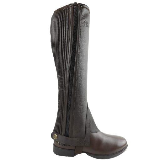 AK Side Zip con Panel Elastico Media Bota de Cuero de Grano Completo para Montar a Caballo AKRS-1022 (8, Marron)