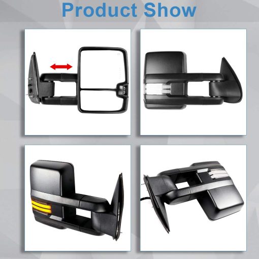 Espejos de Remolque ECCPP, Un Par de Espejos Exteriores Automotrices para 2003-2006 para Chevy Silverado para GMC Sierra con Luces Dinamicas de Running Arrow Signal Luces Reversibles Operacion Electrica Calefaccionadas - Imagen 5