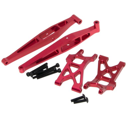 Piezas de Metal Compatible con 1/18 Axial Yeti Jr RTR Rc Car Upgrade Hub Carrier/C-Hub & Knuckle Arms & Rear Lower Chassis Link & Front Lower Control Arm & Suspension Arm Aleacion de Aluminio de Repuesto (Rojo) - Imagen 5