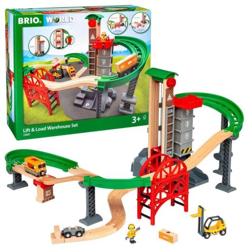 BRIO World 33887 Set de Almacen Elevador y Carga | Juego de Tren para Ninos de 32 Piezas con Vias de Madera y Accesorios | Diseno Interactivo | Madera Certificada FSC | para Edades de 3 anos en Adelante - Imagen 4