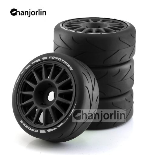 Llantas y Ruedas de Coche de Rally RC 1/8 17mm Hex 103mm Neumaticos de Goma para Coche de Carreras en Carretera RC a Escala 1:8 HPI WR8 HSP Hobao ARRMA Redcat Losi Kyosho VRX RC Rally Drift Car 4PCS (Negro A) - Imagen 9