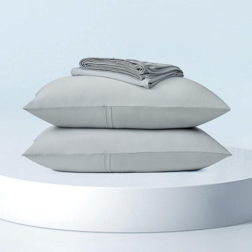 Juego de Sabanas Ajustables Dream Valley? King Size con 2 Fundas de Almohada, Q-Max > 0.4 Aerocool? 3 Piezas sin Sabana Plana, Ideal para el Calor Nocturno, Personas que Sudan en la Noche, Gris Fresco - Imagen 9