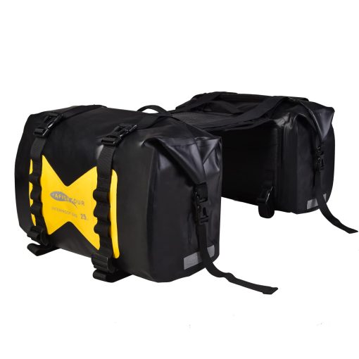 Bolsas de alforjas para motocicleta AFISHTOUR a prueba de agua - 50L Bolsas de equipaje para motocicleta para viajes en motocicleta - Alforjas para motocicleta - Bolsa desmontable para scooter, Honda, Suzuki, Yamaha (Amarillo, Paquete de 2)