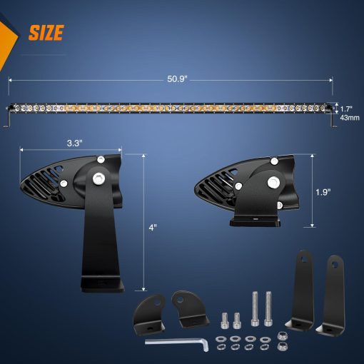 Barra de luz LED Nilight ambar 51 pulgadas 250W Super Slim Spot Flood Combo 24500LM 3D Driving Fog Off Road Lights para camiones Pickup SUV ATV UTV Boat 4x4 Van Camper-2 Style Mounting, 2 años de garantia - Imagen 2