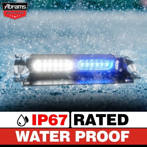 Barra de luz estroboscopica de advertencia de parabrisas y cubierta para vehiculos funerarios y camiones Abrams Focus 2X Series (Purpura/Blanco) 36W - 12 LED - Imagen 6