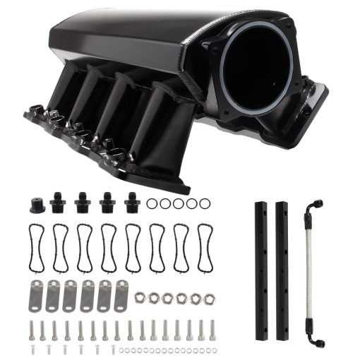 Intake Manifold POSENG para LS Cathedral Port Heads para LS1 LS2 LS6 EFI Compatible con Chevy Corvette/SSR/TrailBlazer SS, para Pontiac Firebird/GTO, para Cadillac CTS, para Saab 9-7X Aero (Negro 102MM)