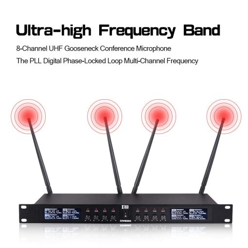 Sistema de Microfono de Gooseneck Profesional de 8 Canales UHF XTUGA CM280 para Conferencias Grandes Micros de Mesa Frecuencia Fija Super-Bajo Ruido de Fondo (Frecuencia A) - Imagen 2
