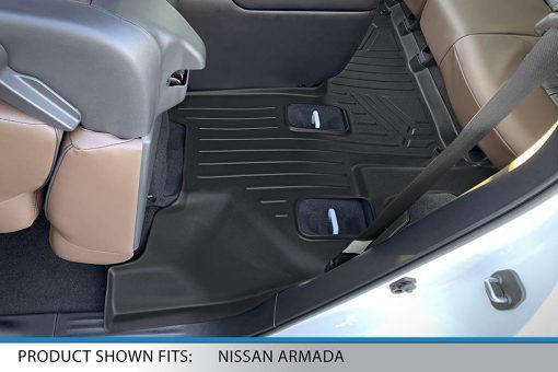 Juego de Alfombrillas de Piso a Medida SMARTLINER para 3 Filas Color Negro para Armada 2017-2018 / Infiniti QX56 2011-2013 / QX80 2014-2018 - Imagen 5