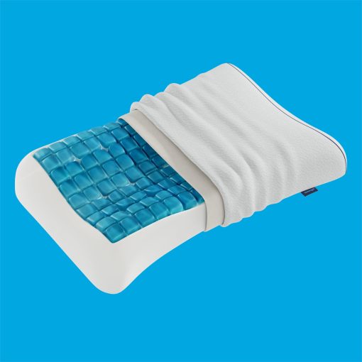 Almohada de Contorno de Enfriamiento Technogel - Diseno Ergonomico con Dos Alturas para Soporte Cervical y Alivio de Presion - Espuma de Memoria y Regulacion de Temperatura, Hipoalergenica, Altura de 4.5 Pulgadas para Mayor Comodidad