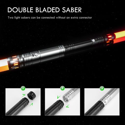 Sable de luz personalizado para adultos, Duelale Ligero con Oscilacion Suave LED Recargable, 9 Sonidos, Cambio Infinito de Color RGB, Soporte para Duelale Pesado - Negro - Imagen 4