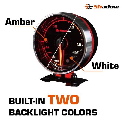Medidor de Temperatura de Aceite Shadow PRO3 120?F-300?F 2 pulgadas 52mm Cara Transparente para Coche de 12V con Retroiluminacion Ajustable, Registro de Datos Maximos, Luz de Advertencia, Sensor de Temperatura Incluido - Imagen 6